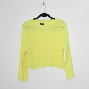 a.n.a Neon Yellow Crop Knit Sweater Top XS